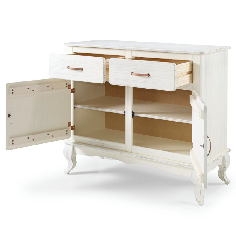 Wellingborough 39.37'' Solid Wood Sideboard, White Distressed