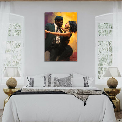 Elegant Canvas Wall Art - African-American Wall Decor Modern Style Painting for Living Spaces, Black Artwork for Bedroom, Vibrant Framed Wall Prints Wrapped Canvas Frame, 12×18 inches