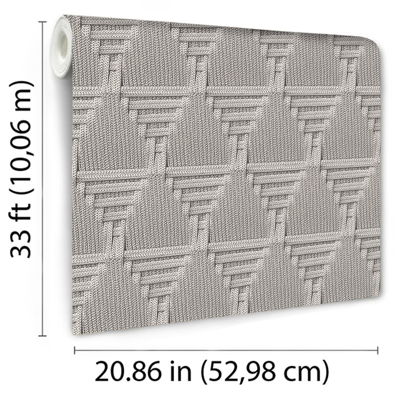 Rope Weave Diamond Wallpaper, Light Gray