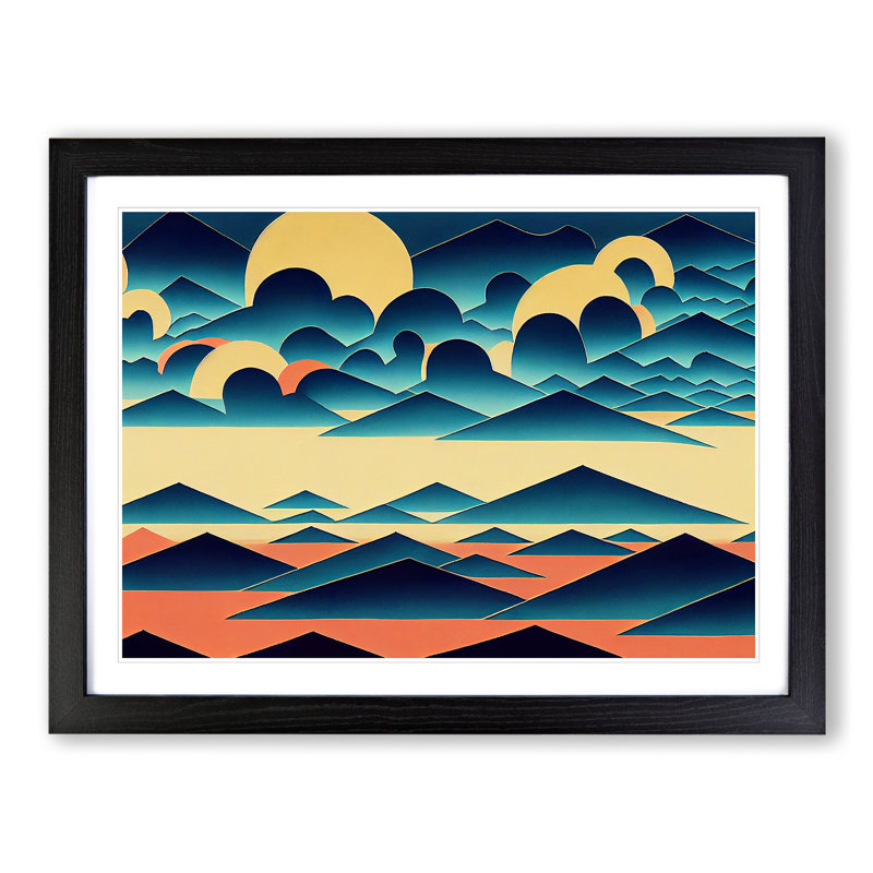 Abstract Mountain Clouds - Framed Print, Black, 46cm H x 64cm W x 2cm D
