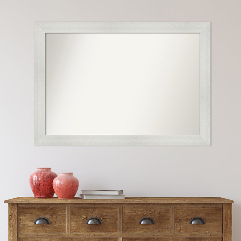 Ardijana Solid Wood Flat Wall Mirror, Mosaic White, 28.5" x 40.5"