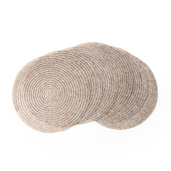 Ensemble de 4 napperons tressés beige, Beige