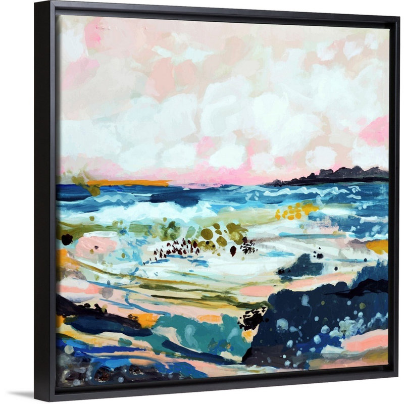 «Surfscape IV» par Karen Fields - reproduction d'art, Toile avec cadre noir, H 14 po x l 14 po x P 1,75 po
