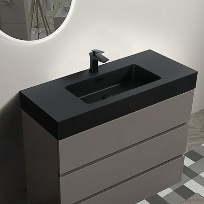 Meuble-lavabo de salle de bain avec lavabo, grand meuble-lavabo autoportant avec rangement, drain et robinet non inclus