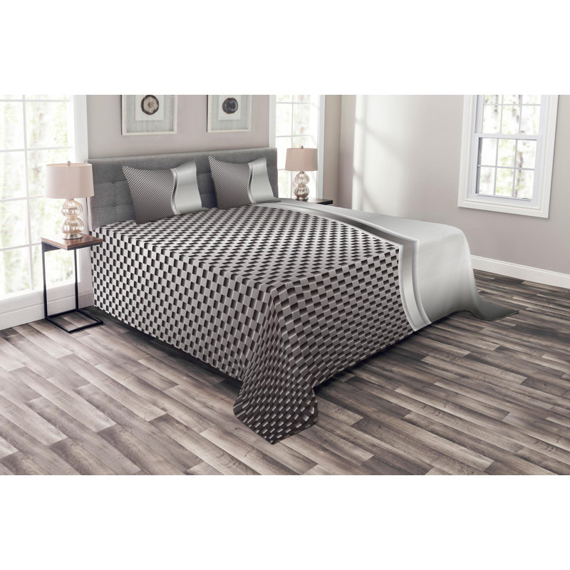 Modern & Contemporary Polyester Geometric Shapes Coverlet, King Coverlet + 2 Shams