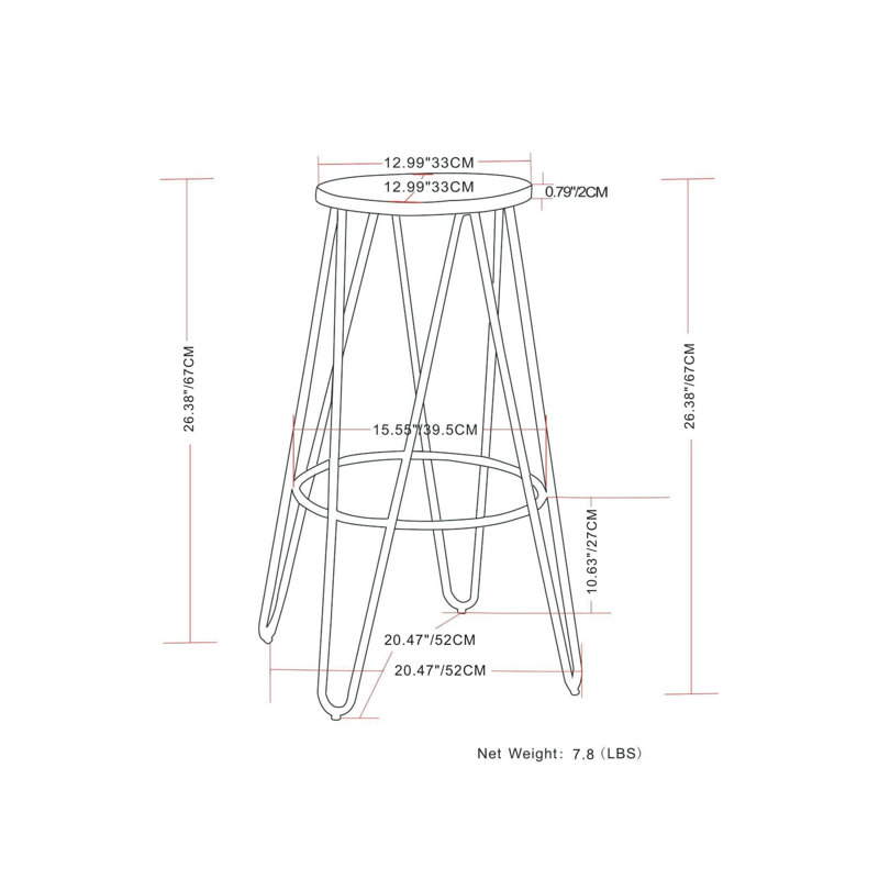 Simeon 26" Cocoa Brown and Black Metal Counter Stools with Elm Wood Seat