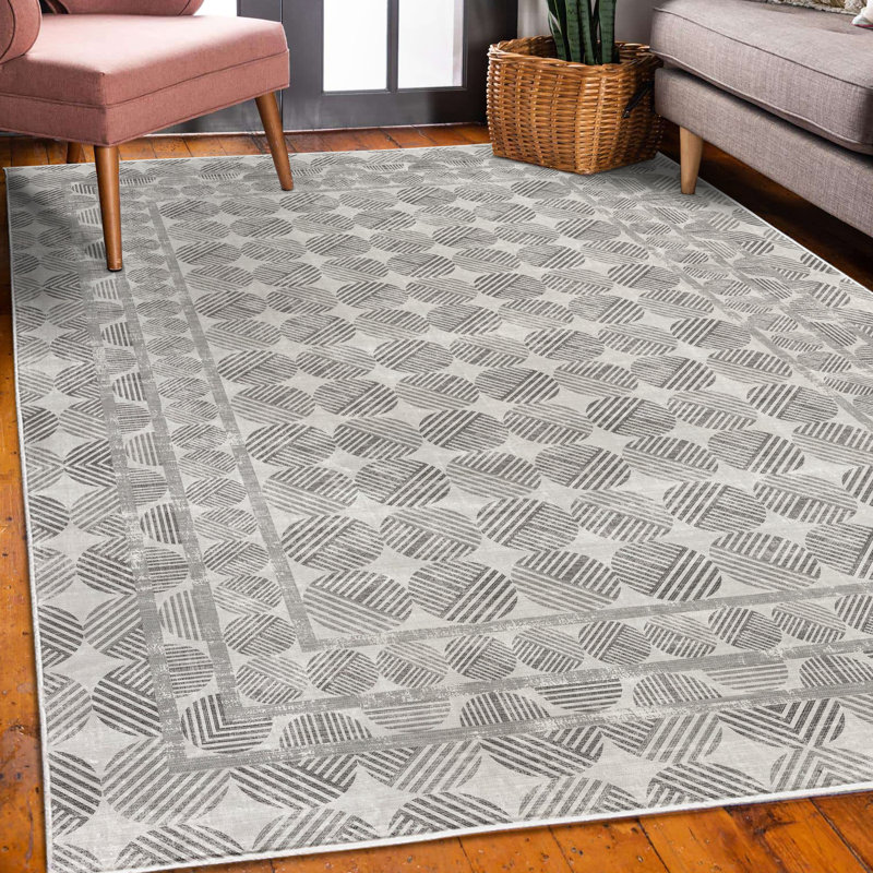 Tapis décoratif Jjuan, Rectangle 4 pi x 5 pi 5 po