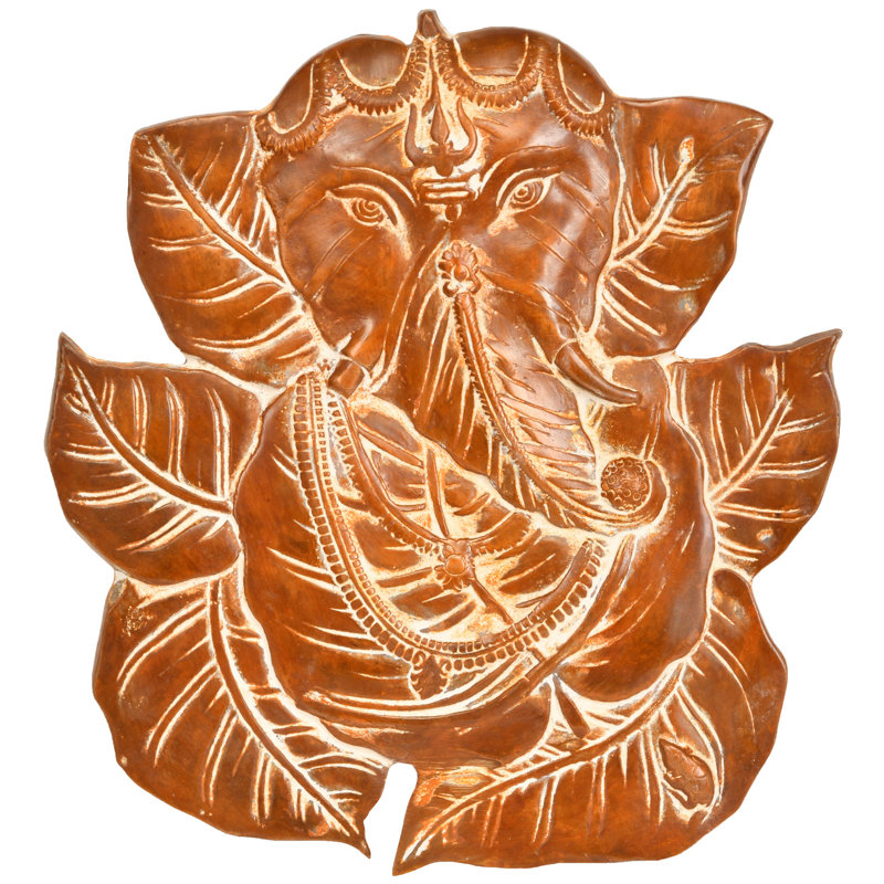 8 "feuilles de Pipal Ganesha suspendues au mur - arbre sacré de style indou fabriqué à la main