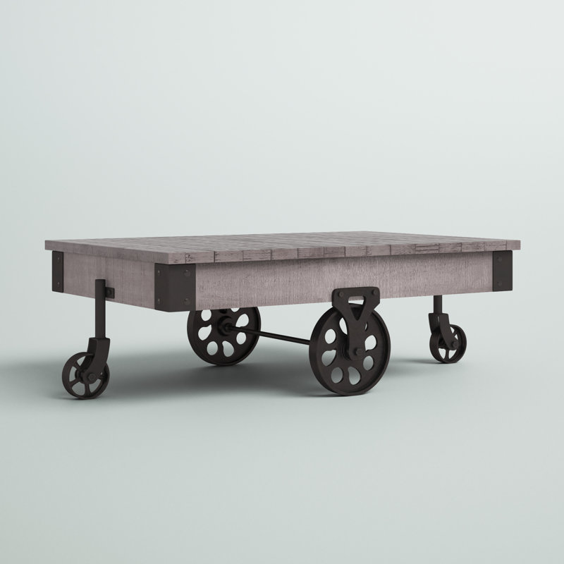 Zona Solid Wood Top Single Coffee Table, Gray
