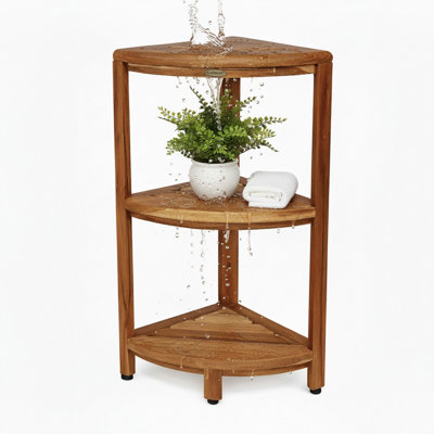 EcoDecors, étagère de douche en bois de teck imperméable pour la douche intérieure offre rangement, étagère de douche en teck et rangement pour accessoires de salle de bain
