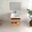 Armoire de salle de bain flottante en bois massif 24 po 24 po, fixée au mur avec 2 tiroirs rainurés, lavabo en résine blanche, style américain, meuble-lavabo de 19,35 po de hauteur, vasque de rangement intégrée, design,