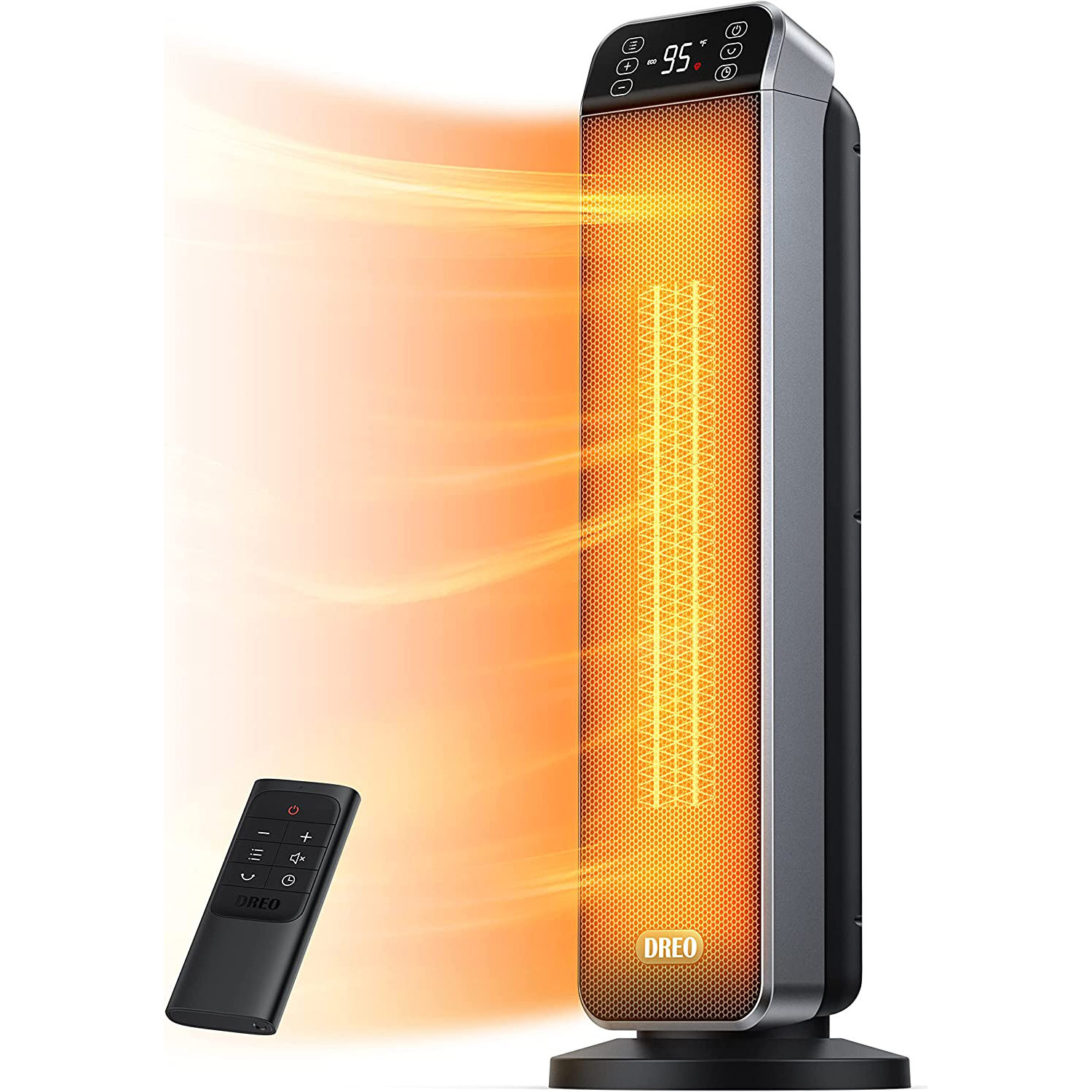 Dreo 1500 Watt Watt 5100 BTU BTU Electric High Efficiency Tower Space Heater  with Adjustable Thermostat , Remote Included and with Digital Display |  Wayfair