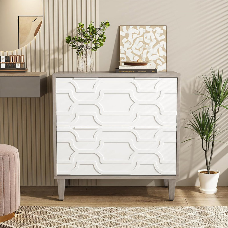 2-Drawer File Cabinet, Lateral Filing Cabinet For A4/Letter/Legal Size, Office Storage Cabinet, Printer Stand With Storage Drawer For Home Office, White & Gray