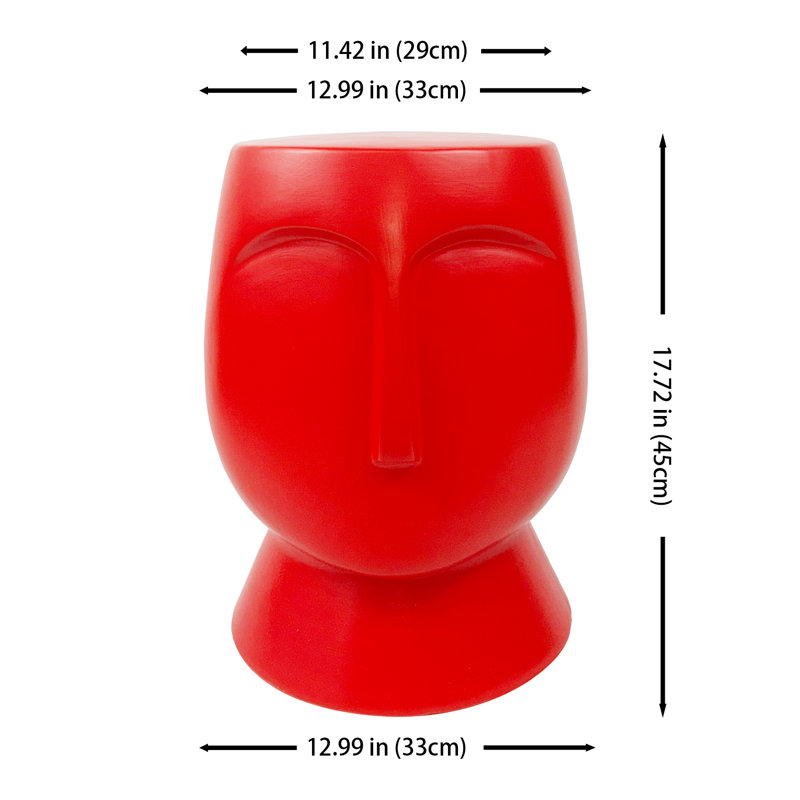 Tabouret artistique en céramique, Rouge pâle