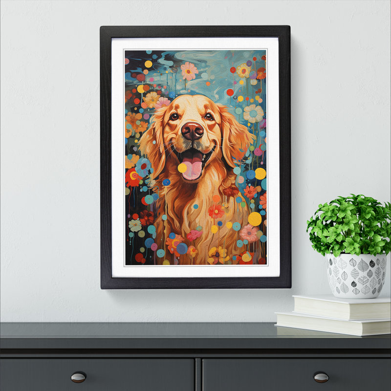 Golden Retriever Dadaism - Framed Print