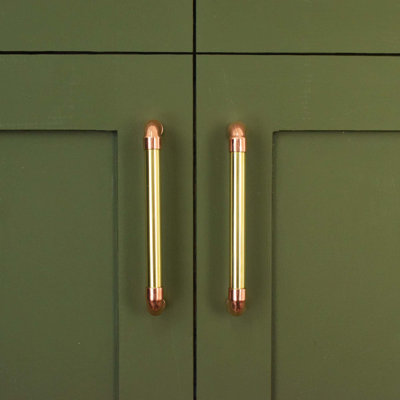 Brass U-Pull Handle With Copper Detail