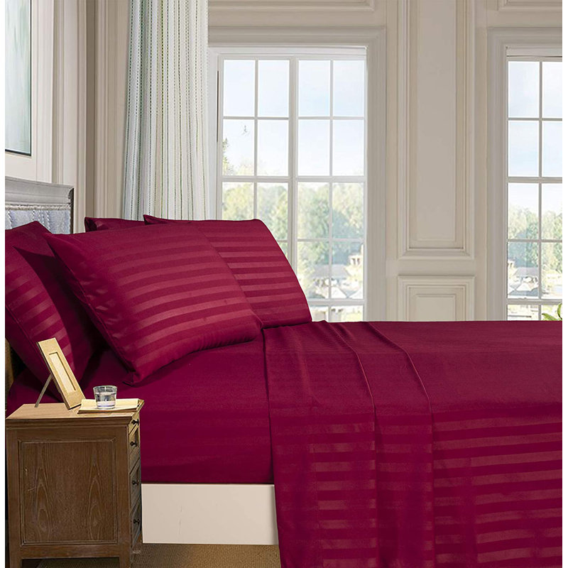 Microfiber Sheet Set, Full Sheet Set + Fitted Sheet + 4 Pillowcases, Burgundy