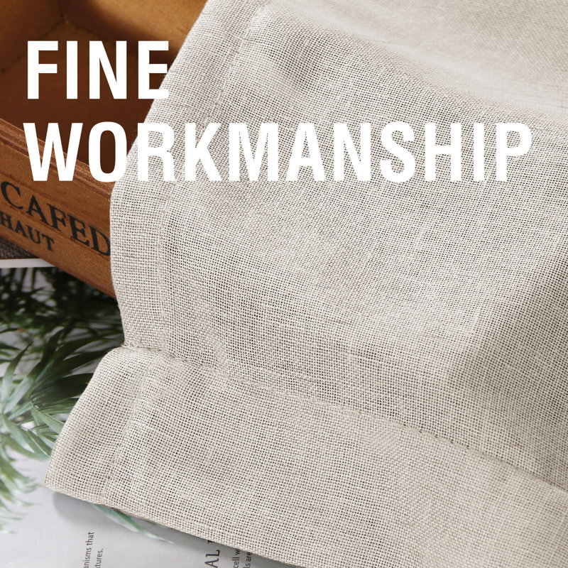 Linen Curtains for Living Room 2 Panels Back Tab Loop Pocket Textured Light Filtering Semi Sheer Rustic Farmhouse Boho Curtain for Bedroom , Natural