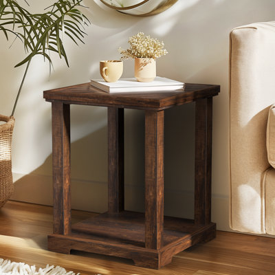 End table  with storage, solid wood End table with lower shelf,Suitable for living room bedroom