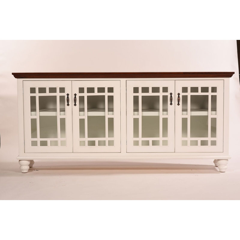 Colefax Unfinished TV Stand for TVs up to 88", Autumn Gold, Concord Cherry