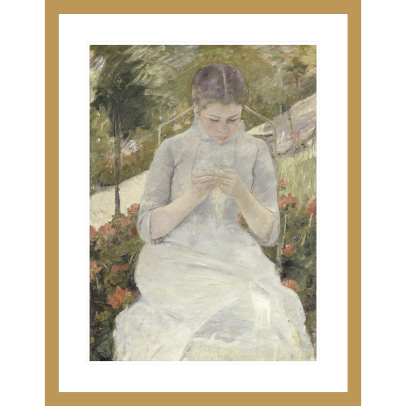 «Girl in the Garden» par Mary Cassatt, impression giclée sur cadre, H 29,5 po x l 23 po