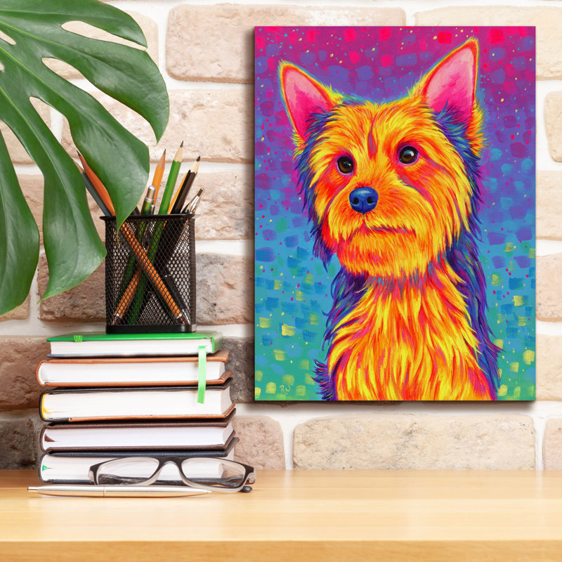 «Yorkshire Terrier» par Rebecca Wang, art mural sur toile, 12 po x 16 po, H 16 po x l 12 po x P 0,75 po