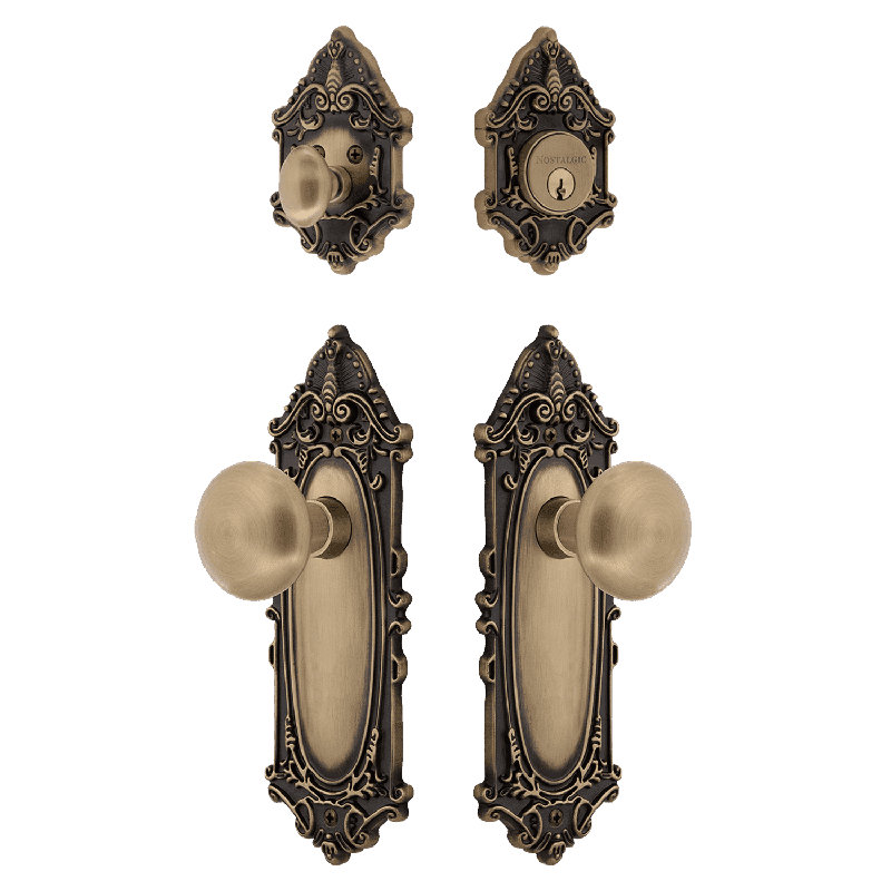 Nostalgic Warehouse Victorian Entry Set with New York Knob, Antique Brass, 2.75