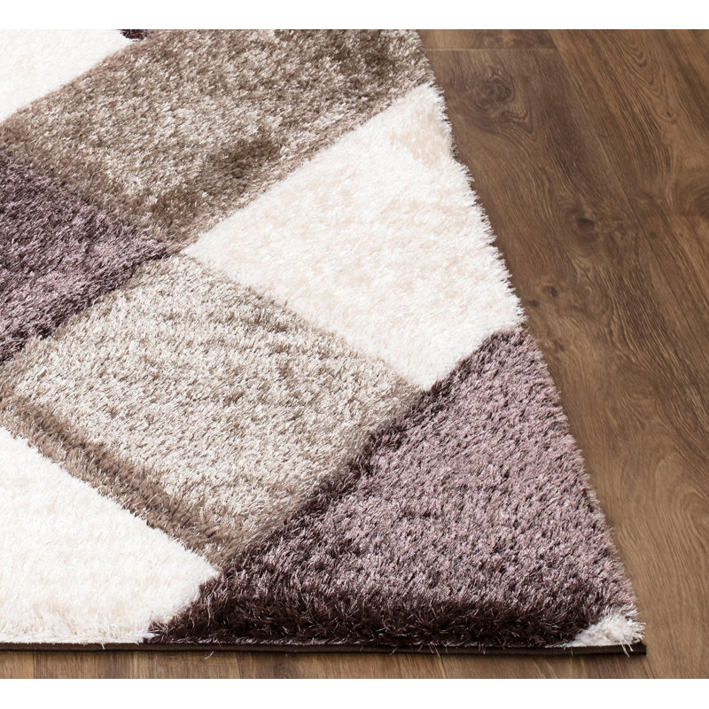Aaman Geometric Shag Area Rug, Rectangle 60 x 110cm