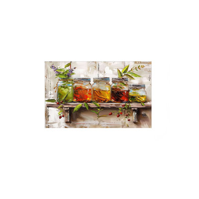 Herbal Jar Collection, Built-In Back Wood Frame Wall Art, 24L X 36W