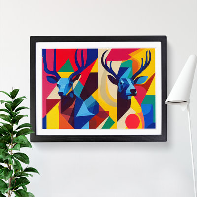 XH1022-9261X Two Abstract Stags Vol.1 - Single Picture Frame Print