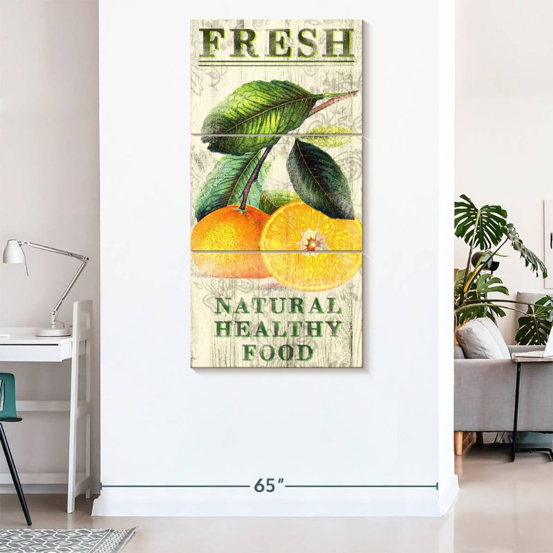 Oranges fraîches, reproduction sur toile, H 39 po x l 80 po x P 1,25 po