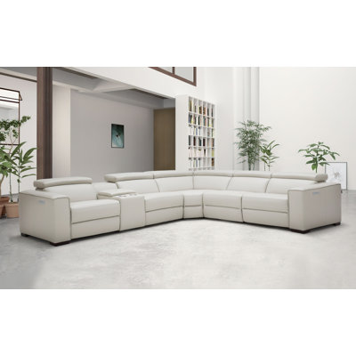 Lorrieann Upholstered 140 " Top Grain Leather Power Reclining L-Shaped Corner Sectional