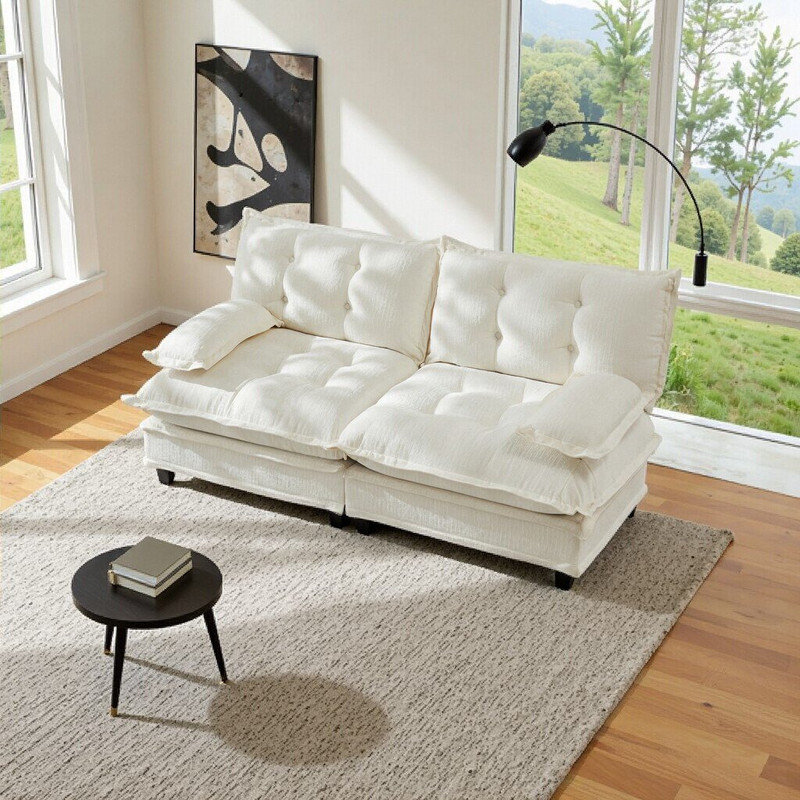 Causeuse modulaire DIY de 77 po, canapé modulaire moderne, canapé à 2 places et assemblage à glissière, Beige