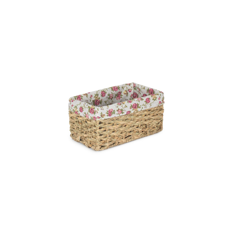 Lily Manor Wicker Thatch Grass Storage Basket with Lining, 18.5cm H x 35cm W x 22cm D
