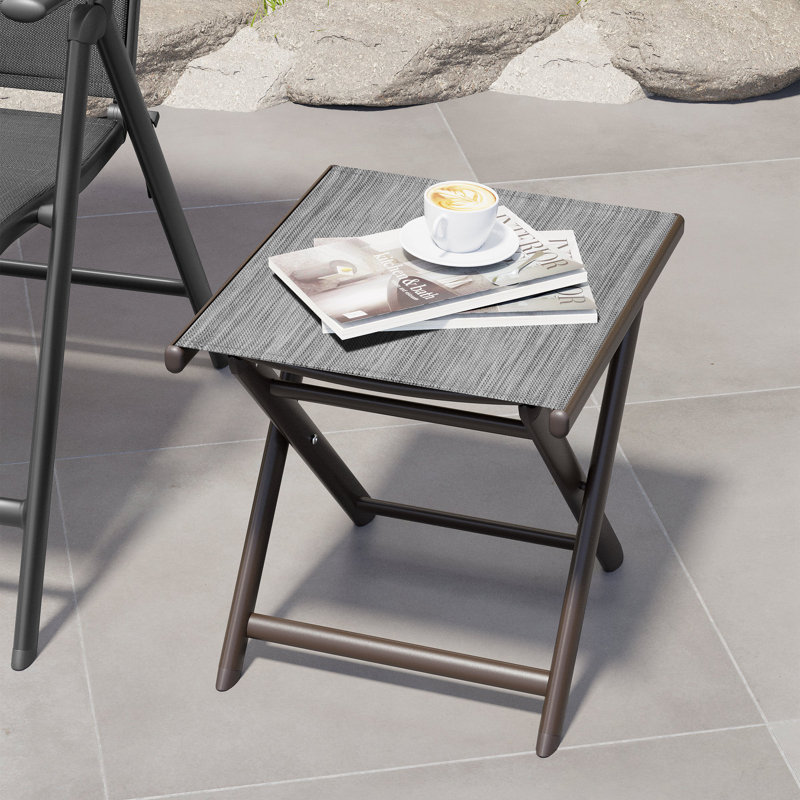 Table d'appoint rectangulaire pliante en aluminium pour l'extérieur, Gris