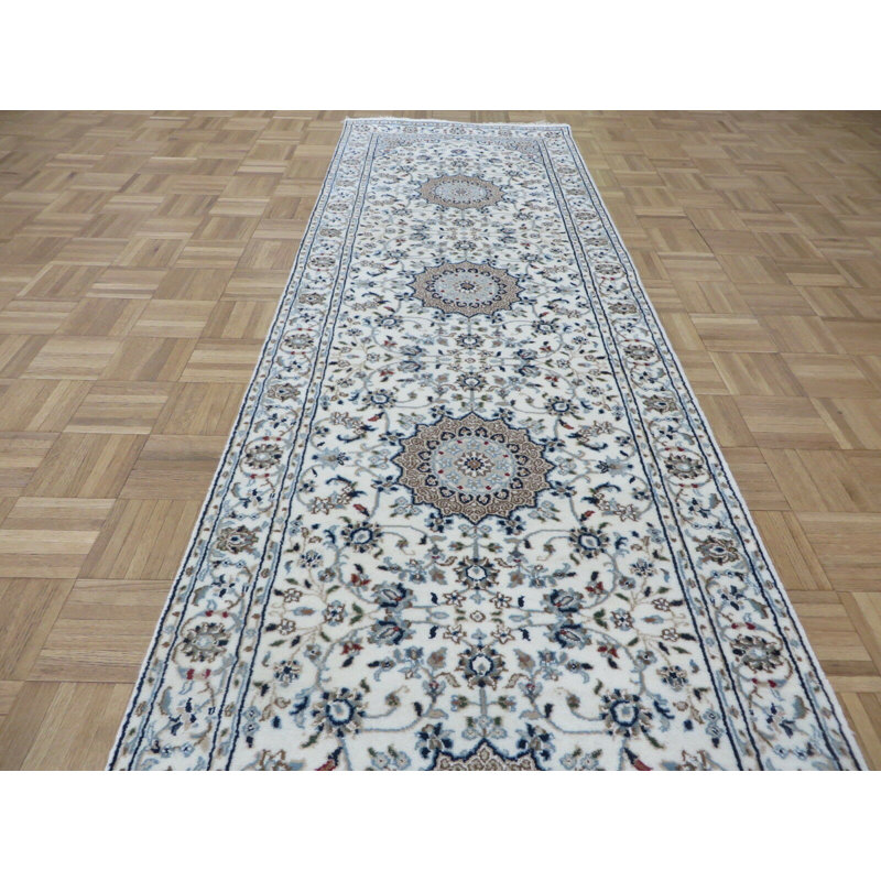Tapis de zone de tapis de couloir 2 pi 10 po x 12" one-of-kind noué la ivoire main Shana