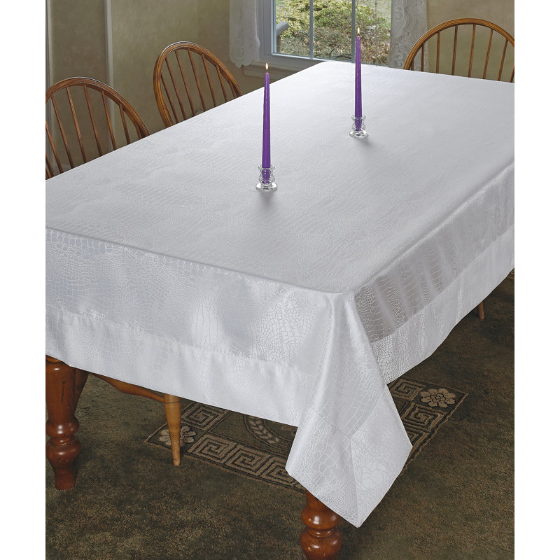 Nellie Luxurious Damask Design Tablecloth, White, 180" L x 70" W
