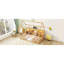 Lit simple avec lumière DEL, lit maison en bois avec bibliothèque de rangement, lit maison au sol-1748932242