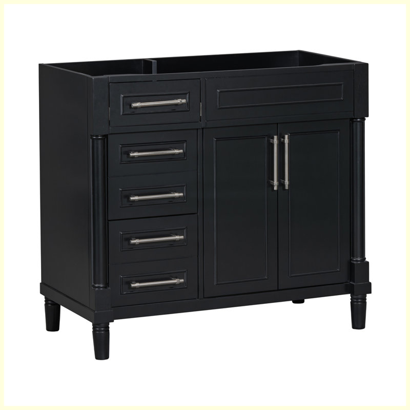 Modern Freestanding Bathroom Storage Cabinet with 2 Drawers and a Tip-out Drawer