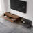 Fero Minimalist Retracted & Extendable 2 Drawers TV Stand In Walnut & Gray Up To 75"