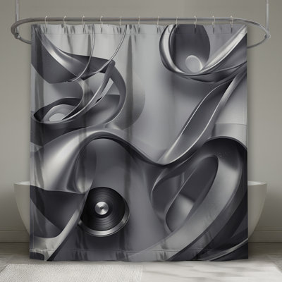 Silver Abstract Sculpture Shower Curtains Extra Long