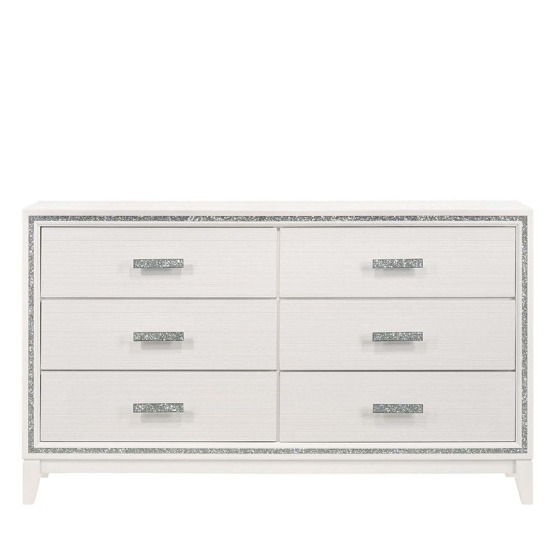 Commode 6 tiroirs Haiden, finition blanche