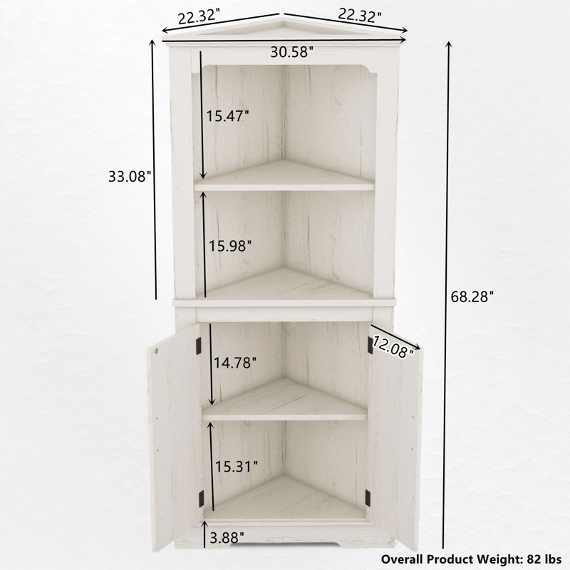 68.28" Corner Kitchen Pantry, Beige
