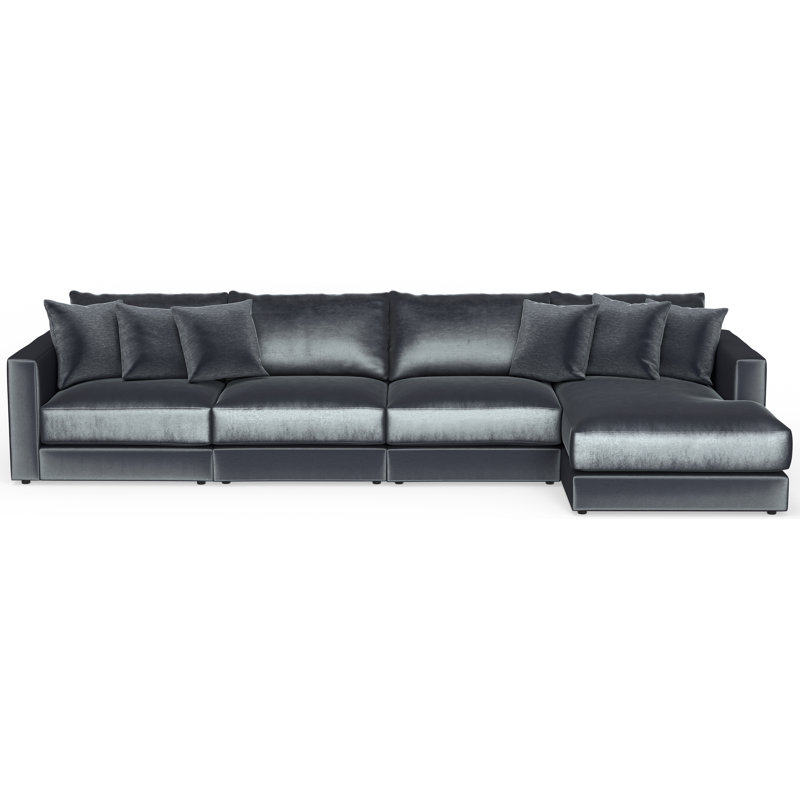 Canapé modulaire 4 pièces Nyrie, Bleu / polyester gris