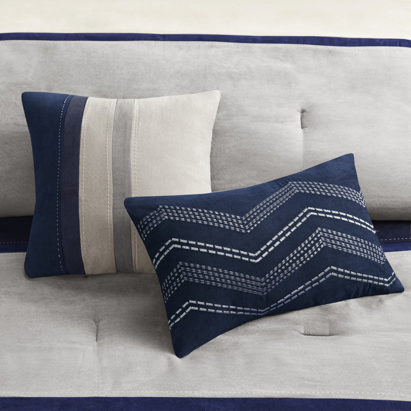 Édredon très grand bleu 7 pièces en faux suède, taille élégante, literie, Bleu