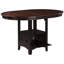 Table au fini châtaigne, extensible, structure élégante, aspect bois naturel, table à manger 4 personnes, brun moyen, piètement stable, 4 places assises