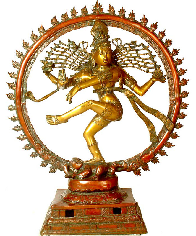 Grande statue Nataraja, Brun / or