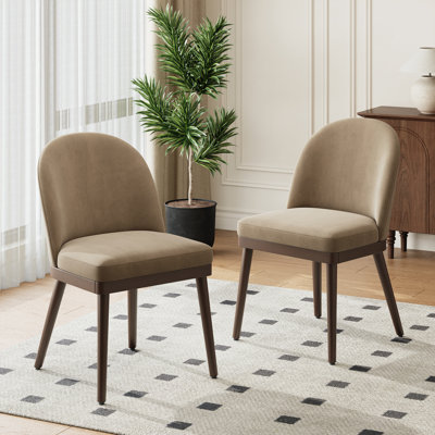 Wide Upholstered Solid Wood Dining Chairs