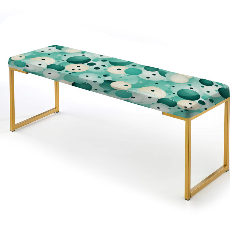 Banc rembourré or, Motif à pois sérénité blanc / vert Zen