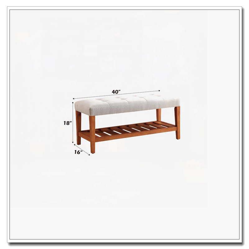 Banc rembourré avec cadre en bois, Gris clair